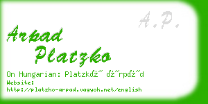 arpad platzko business card